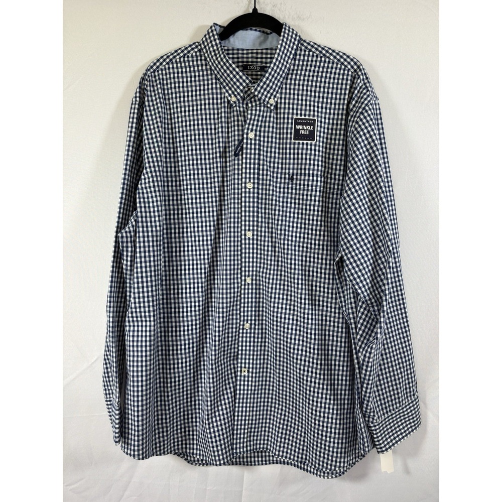 Izod shirt size 2XL long sleeve checked button up pocket with logo new with tags